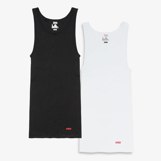 Supreme x Hanes Tagless Tank Top (1 Single Tank Top) Black / White - AVBL MRKT (1)