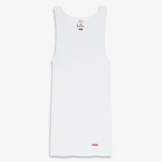Supreme x Hanes Tagless Tank Top (1 Single Tank Top) White Casual Fashion Sleeve-Less Shirt Top for Unisex Adult Mens Womens Kids GS Youth Hypebeast - AVBL MRKT (1)
