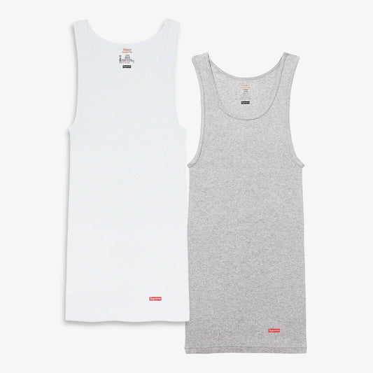 Supreme x Hanes Tagless Tank Top (1 Single Tank Top) White / Heather Grey - AVBL MRKT (1)