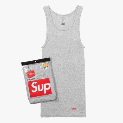 Supreme x Hanes Tagless Tank Tops (Full Pack) Heather Grey [SS24A40-HEATHER-GREY] Casual Fashion Sleeve-Less Shirt Top for Unisex Adult Mens Womens Kids GS Youth Hypebeast - AVBL MRKT (1)