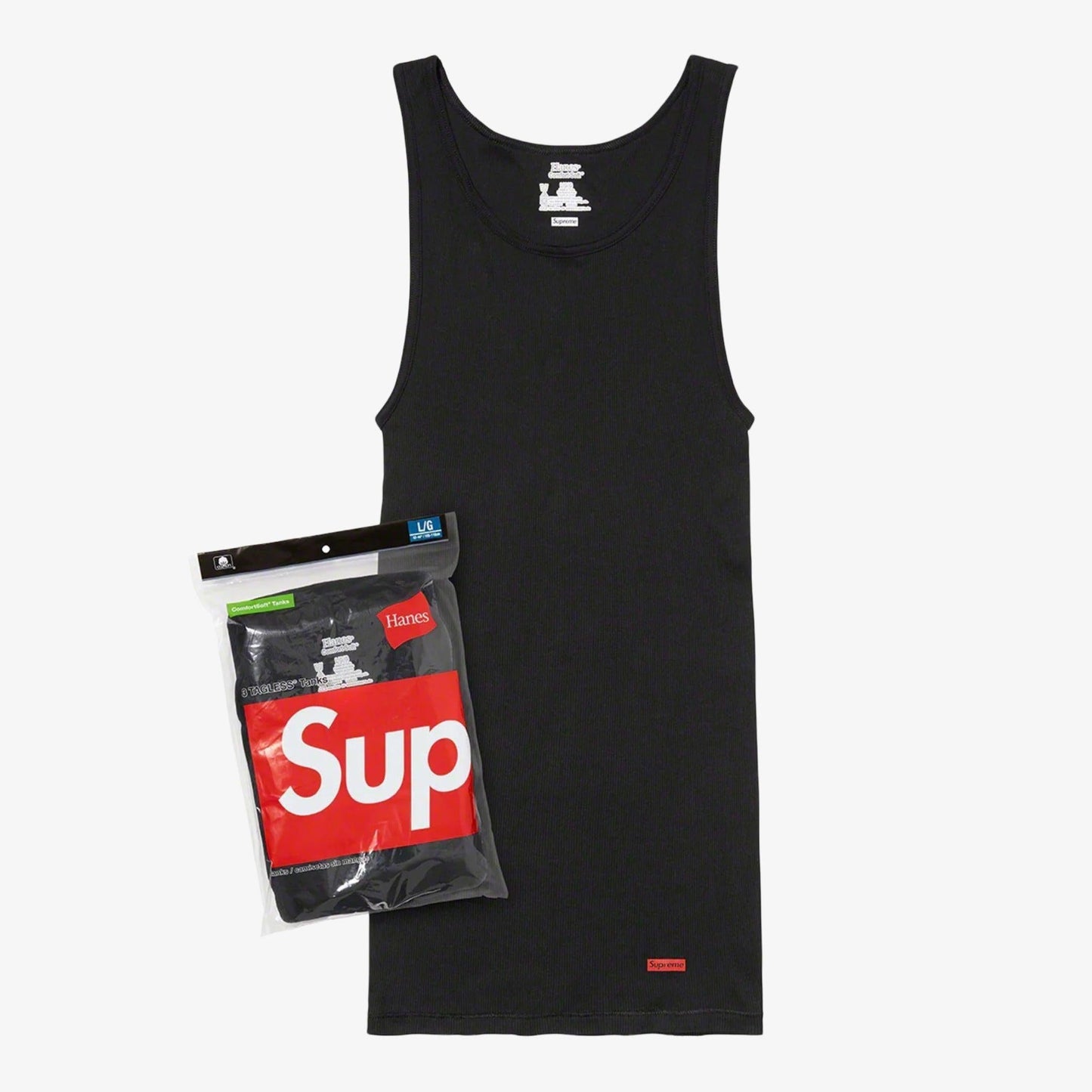 Supreme x Hanes Tagless Tank Tops (Full Pack of Each) Black and Heather Grey [99HAA41-BLACK/SS24A40-HEATHER-GREY] Casual Fashion Sleeve-Less Shirt Top for Unisex Adult Mens Womens Kids GS Youth Hypebeast - AVBL MRKT (2)