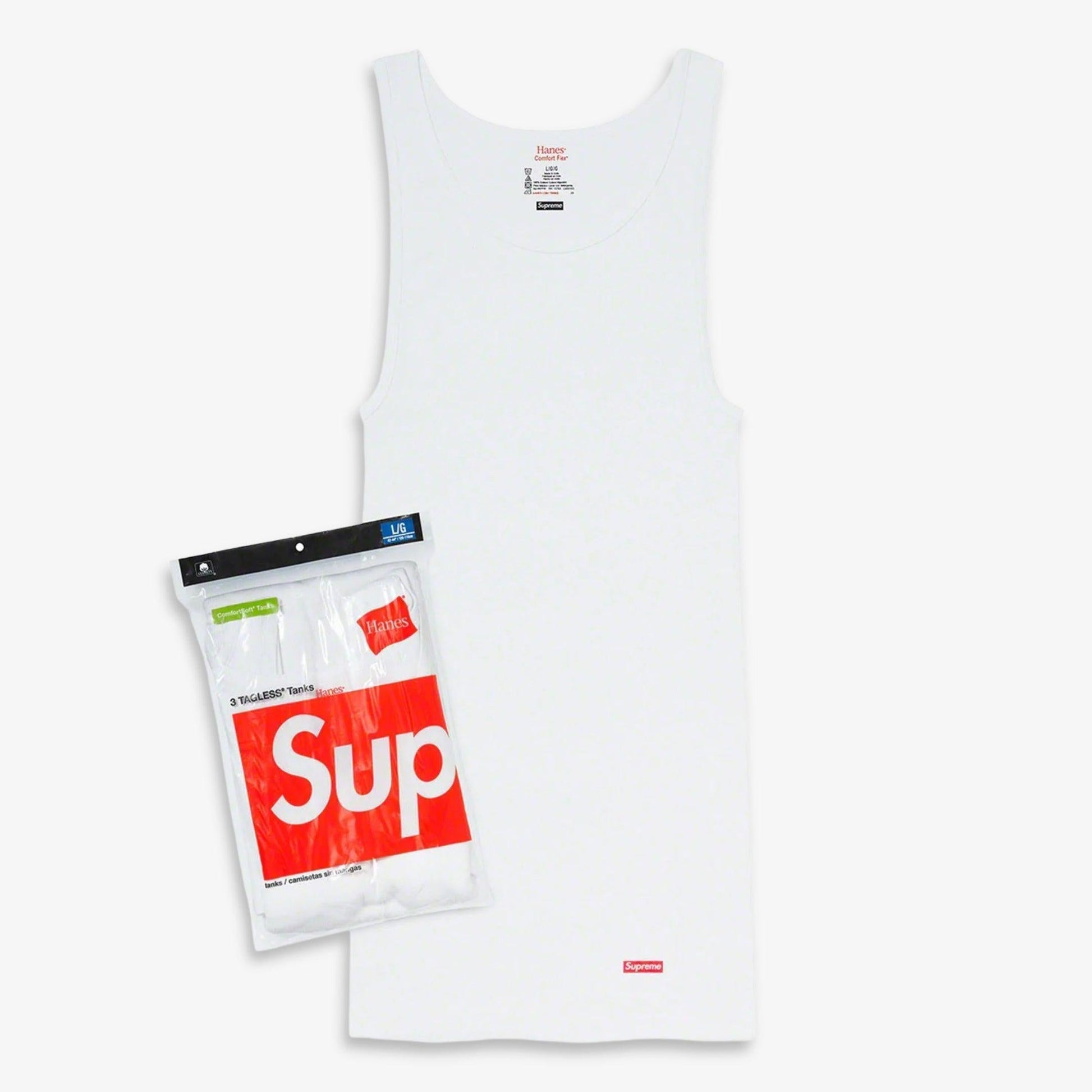 Supreme x Hanes Tagless Tank Tops (Full Pack of Each) White and Heather Grey [99HAA41-WHITE/SS24A40-HEATHER-GREY] Casual Fashion Sleeve-Less Shirt Top for Unisex Adult Mens Womens Kids GS Youth Hypebeast - AVBL MRKT (2)