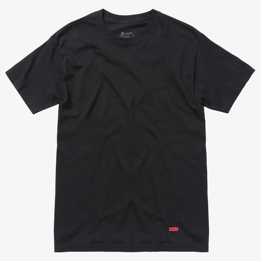 Supreme x Hanes Tagless Tee (1 Single Tee) Black Casual Fashion T-Shirt Top for Unisex Adult Mens Womens Kids GS Youth Hypebeast - AVBL MRKT (1)