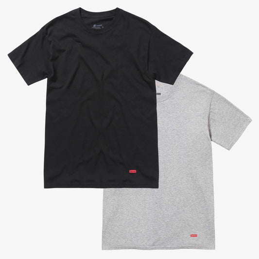 Supreme x Hanes Tagless Tee (1 Single Tee) Black / Heather Grey - AVBL MRKT (1)