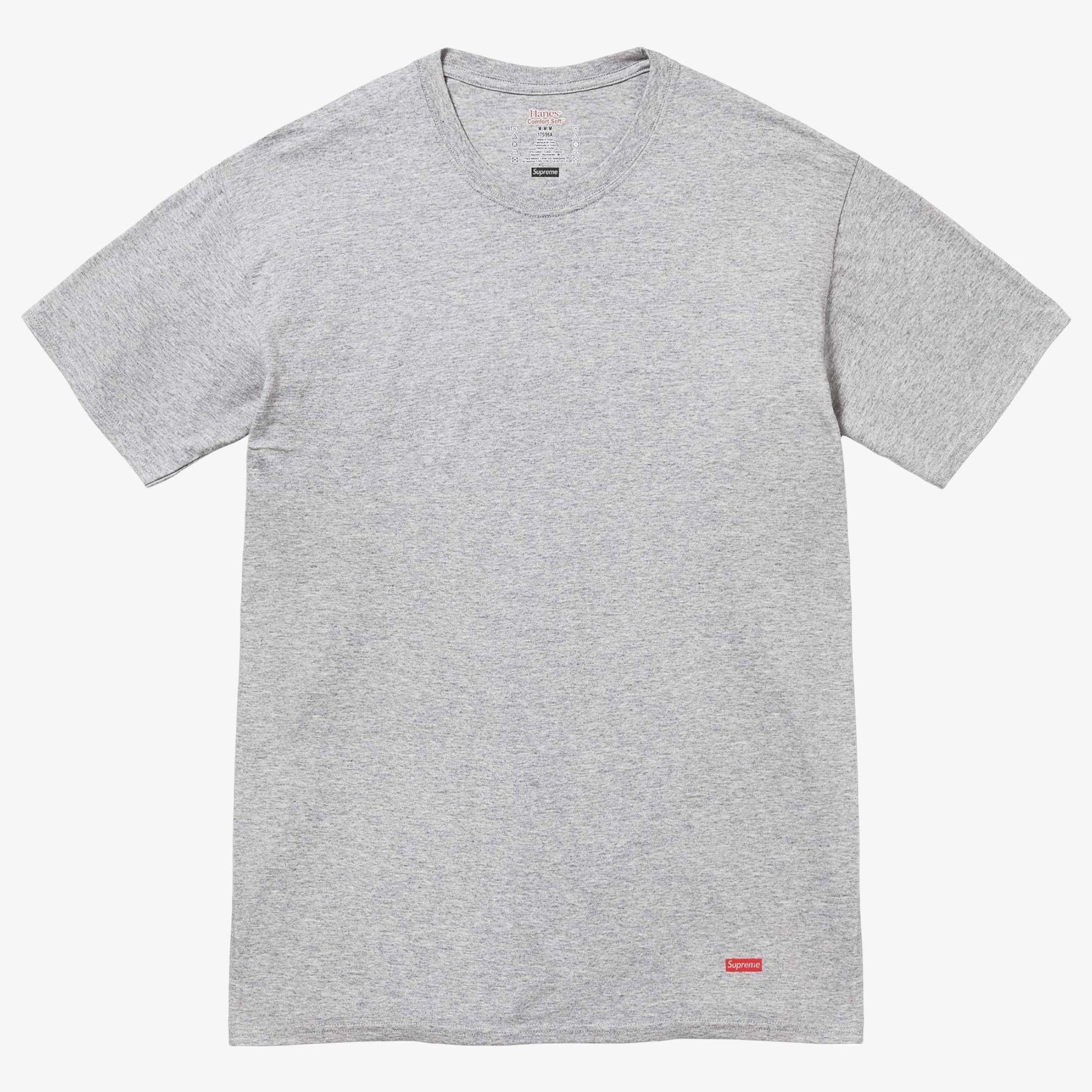 Supreme x Hanes Tagless Tee (1 Single Tee) Heather Grey Casual Fashion T-Shirt Top for Unisex Adult Mens Womens Kids GS Youth Hypebeast - AVBL MRKT (1)