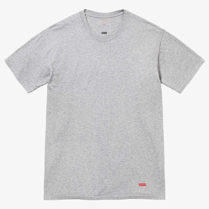 Supreme x Hanes Tagless Tee (1 Single Tee) Heather Grey Casual Fashion T-Shirt Top for Unisex Adult Mens Womens Kids GS Youth Hypebeast - AVBL MRKT (1)