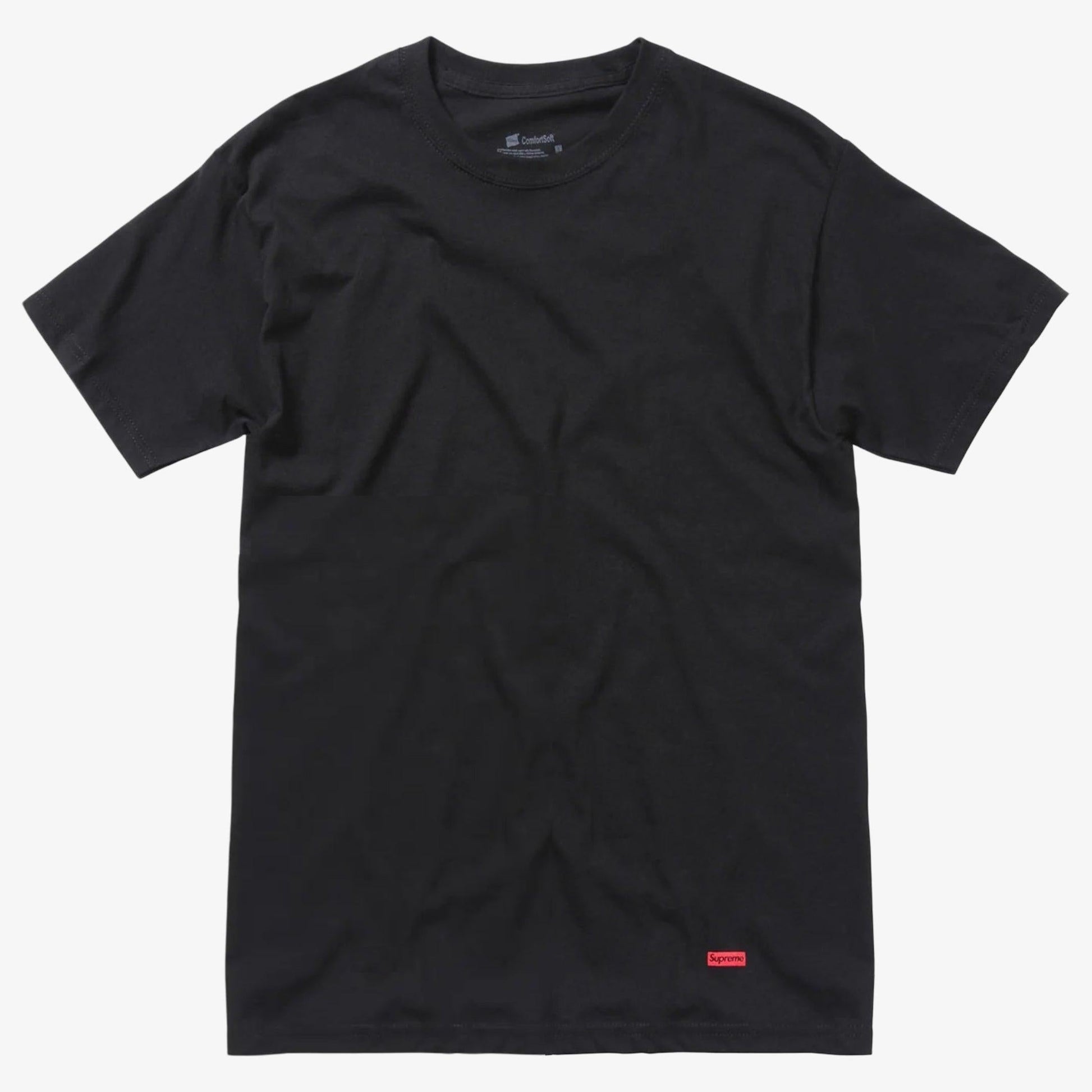 Supreme x Hanes Tagless Tee (1 Single Tee of Each) Black and White Casual Fashion T-Shirt Top for Unisex Adult Mens Womens Kids GS Youth Hypebeast - AVBL MRKT (2)