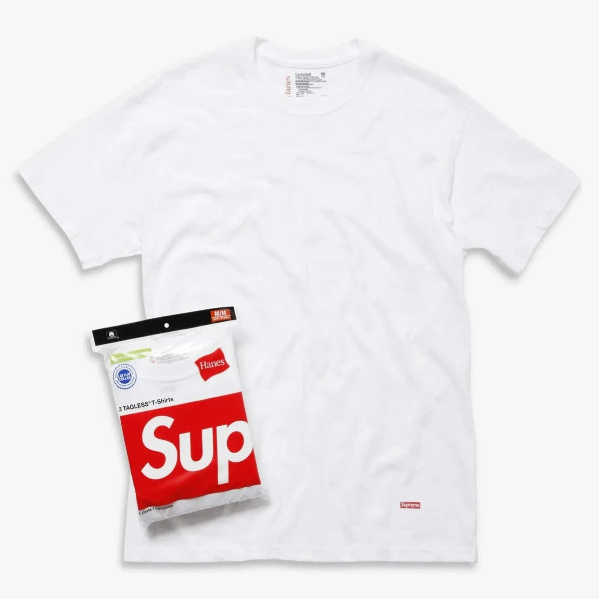 Supreme x Hanes Tagless Tees (Full Pack) Black / White - AVBL MRKT (3)
