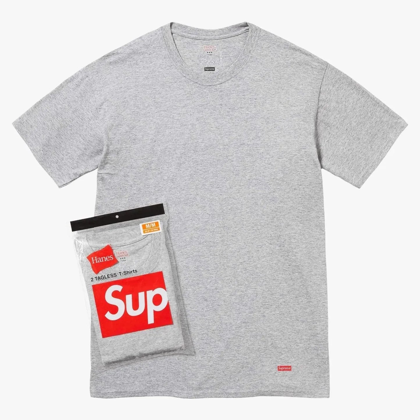 Supreme x Hanes Tagless Tees (Full Pack of Each) Black and Heather Grey [99HAA23-BLACK/SS24A12-HEATHER-GREY] Casual Fashion T-Shirt Top for Unisex Adult Mens Womens Kids GS Youth Hypebeast - AVBL MRKT (4)