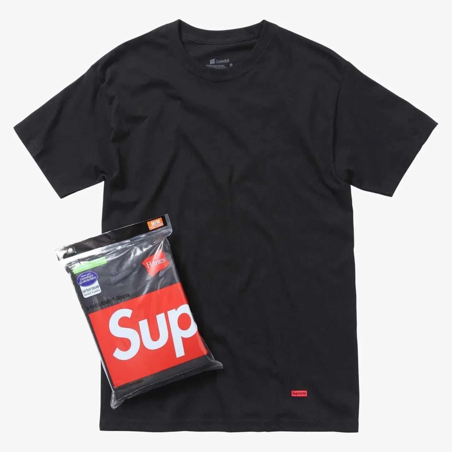Supreme x Hanes Tagless Tees (Full Pack of Each) Black and White [99HAA23-BLACK/99HAA23-WHITE] Casual Fashion T-Shirt Top for Unisex Adult Mens Womens Kids GS Youth Hypebeast - AVBL MRKT (2)
