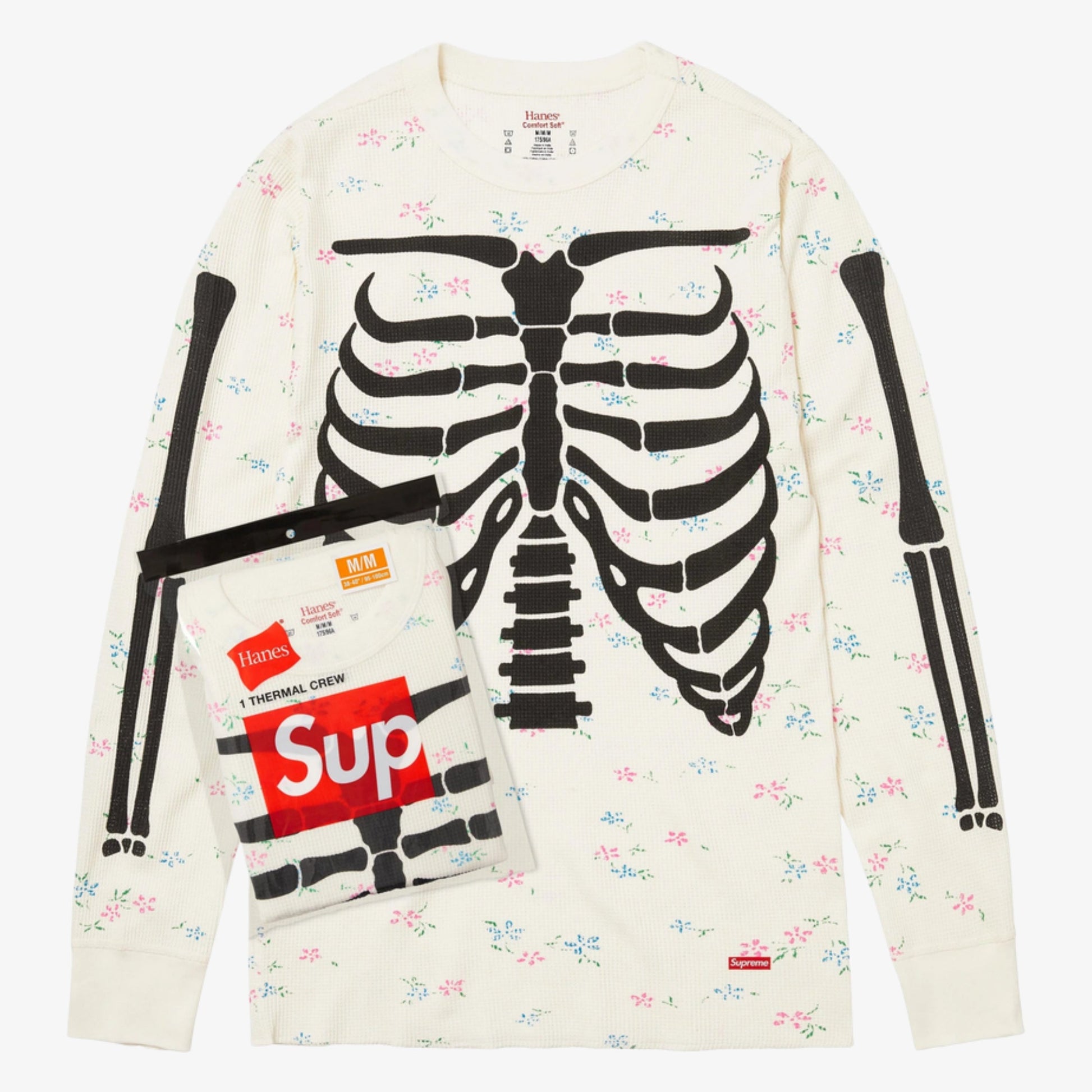 Supreme x Hanes Thermal Crew (1 Pack) 'Bones' Floral (FW25) [FW25A29-FLORAL] Casual Fashion L/S Long Sleeve Shirt Top for Unisex Adult Mens Womens Kids GS Youth Hypebeast - AVBL MRKT (1)