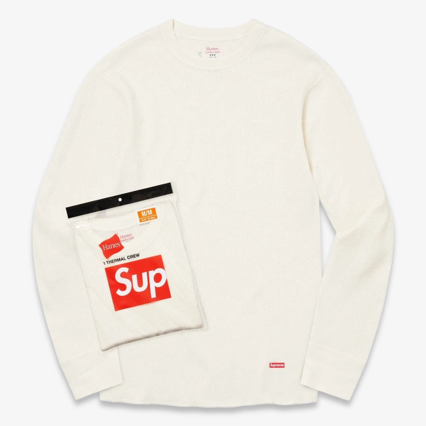 Supreme x Hanes Thermal Crew (1 Pack) Natural [99HAA22B-NATURAL] Casual Fashion L/S Long Sleeve Shirt Top for Unisex Adult Mens Womens Kids GS Youth Hypebeast - AVBL MRKT (1)