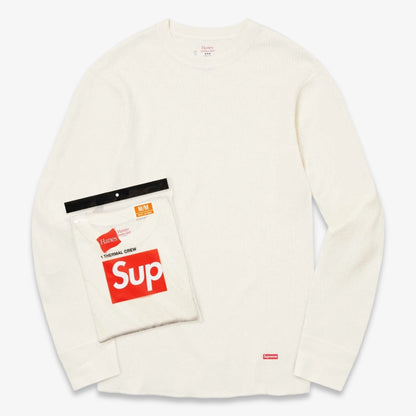 Supreme x Hanes Thermal Crew (1 Pack) Natural [99HAA22B-NATURAL] Casual Fashion L/S Long Sleeve Shirt Top for Unisex Adult Mens Womens Kids GS Youth Hypebeast - AVBL MRKT (1)