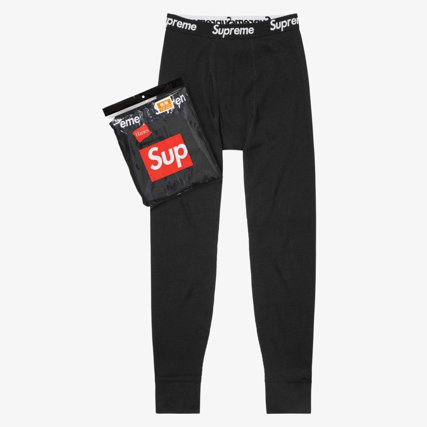 Supreme x Hanes Thermal Pant (1 Pack) Black [99HAA39-BLACK] Casual Fashion Long John Bottoms for Unisex Adult Mens Womens Kids GS Youth Hypebeast - AVBL MRKT (1)