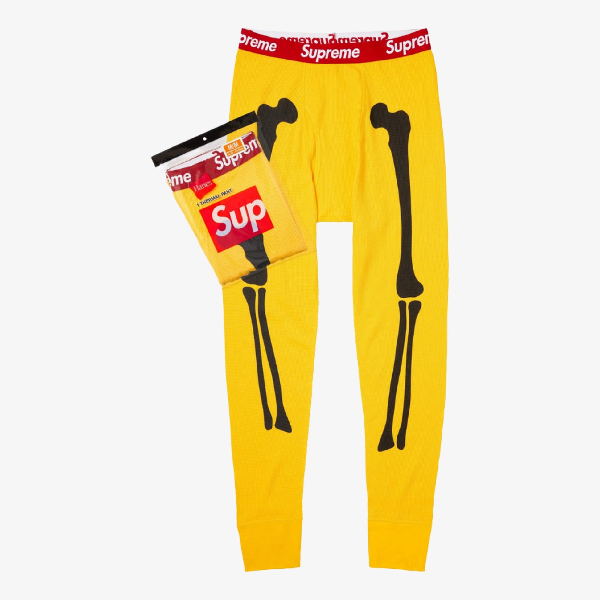 Supreme x Hanes Thermal Pant (1 Pack) 'Bones' Yellow (FW25) [FW25A30-YELLOW] Casual Fashion Long John Bottoms for Unisex Adult Mens Womens Kids GS Youth Hypebeast - AVBL MRKT (1)