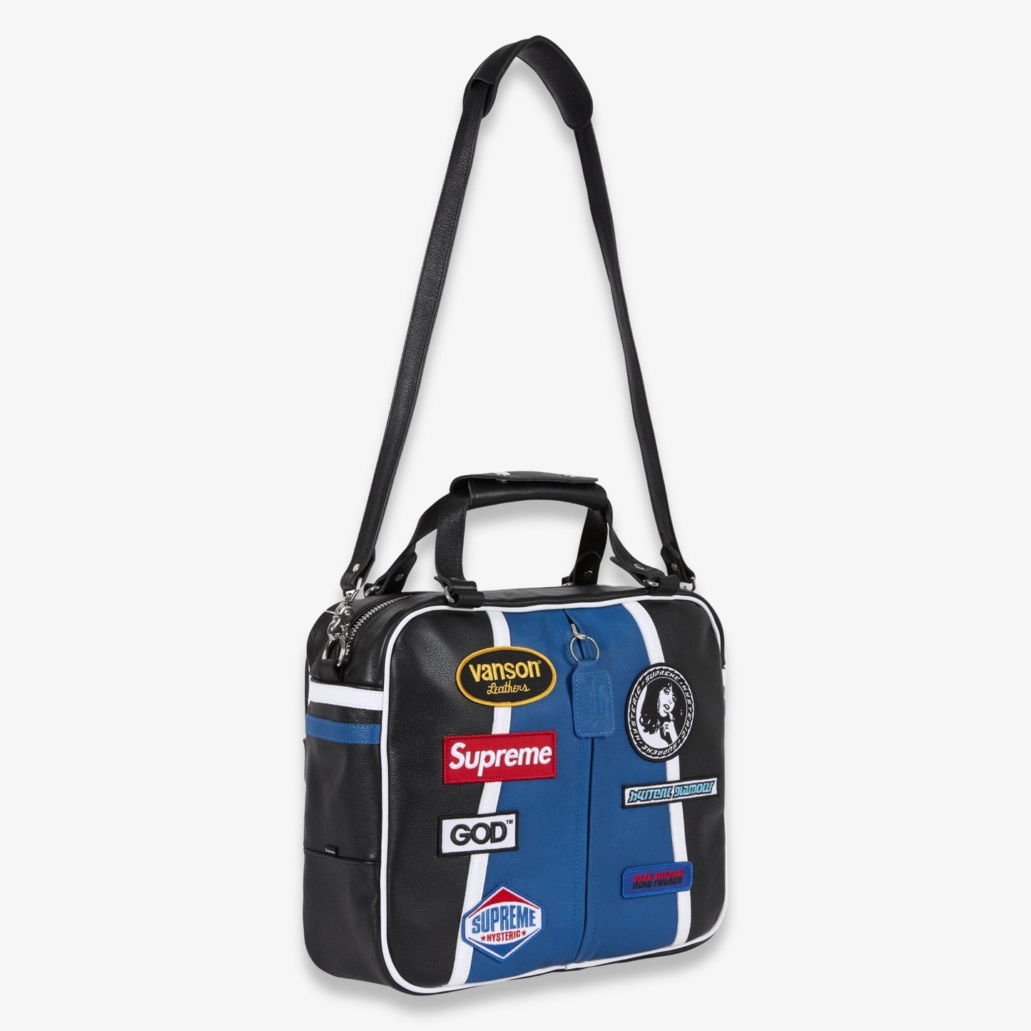Supreme x Hysteric Glamour x Vanson Leathers Bag Black / Blue (FW24) [FW24B48-BLACK] Casual Fashion Carry-On Messenger for Unisex Adult Mens Womens Kids GS Youth Hypebeast - AVBL MRKT (2)