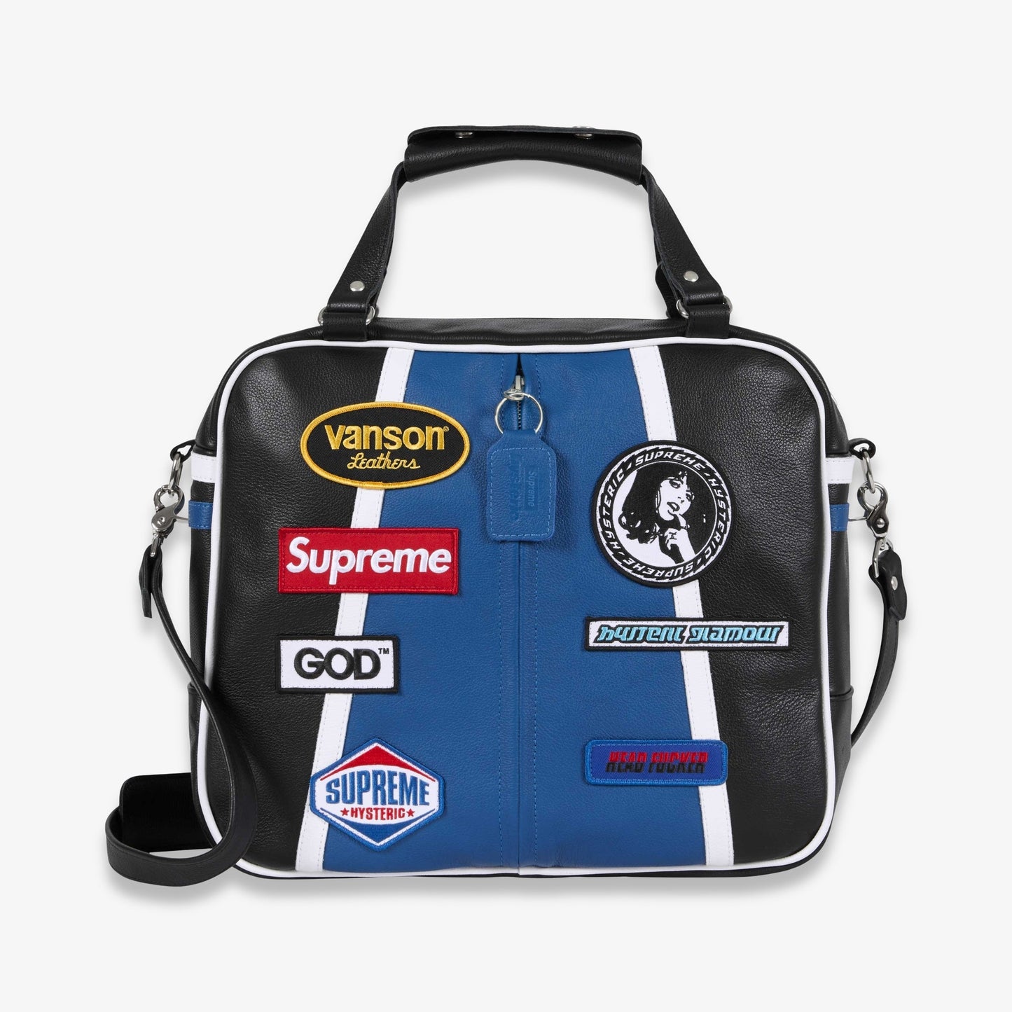 Supreme x Hysteric Glamour x Vanson Leathers Bag Black / Blue (FW24) [FW24B48-BLACK] Casual Fashion Carry-On Messenger for Unisex Adult Mens Womens Kids GS Youth Hypebeast - AVBL MRKT (4)