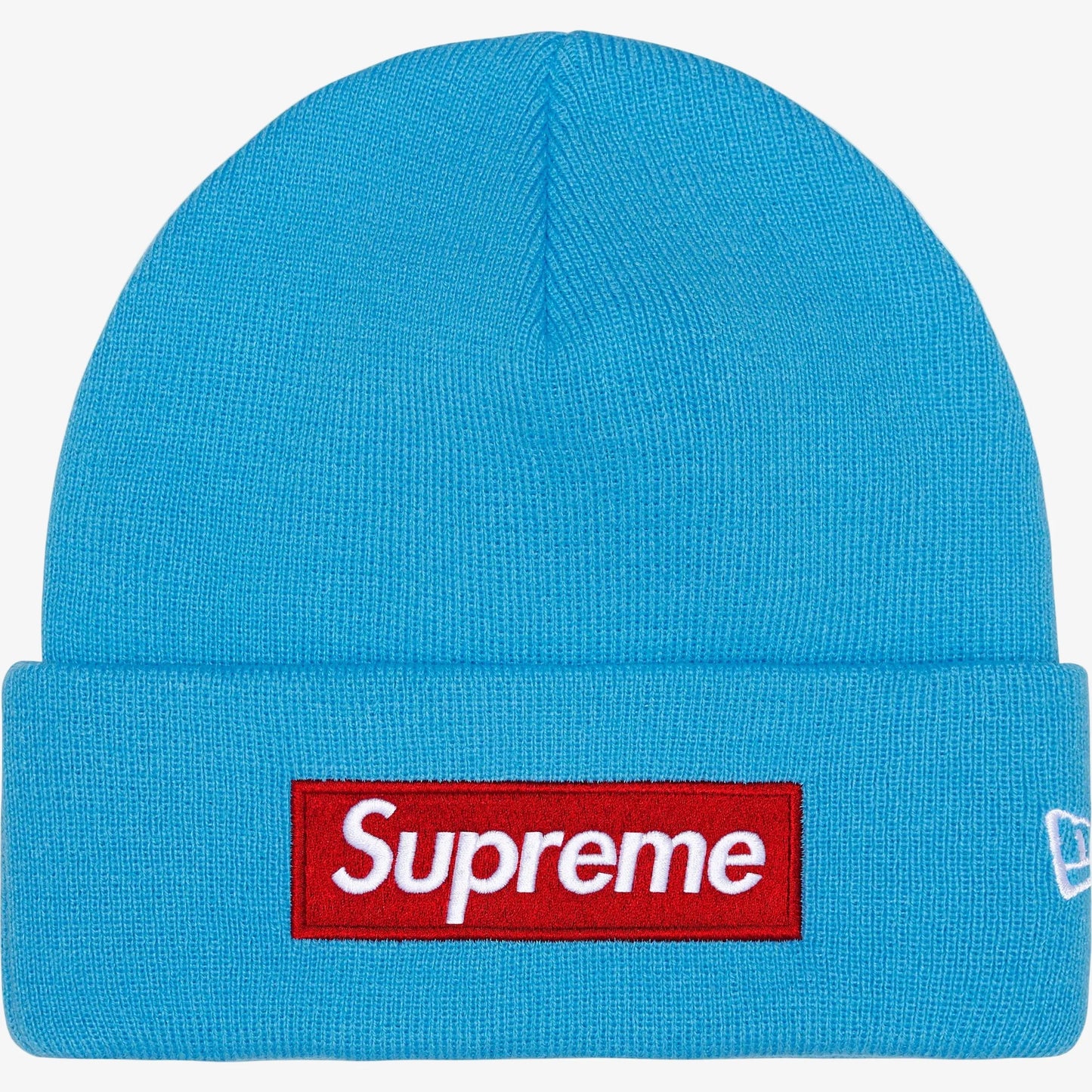 Supreme x New Era Beanie 'Box Logo' Cyan Blue / Red (FW25) [FW25BN5-CYAN] Casual Fashion Warm Cozy Hat for Unisex Adult Mens Womens Kids GS Youth Hypebeast - AVBL MRKT (1)