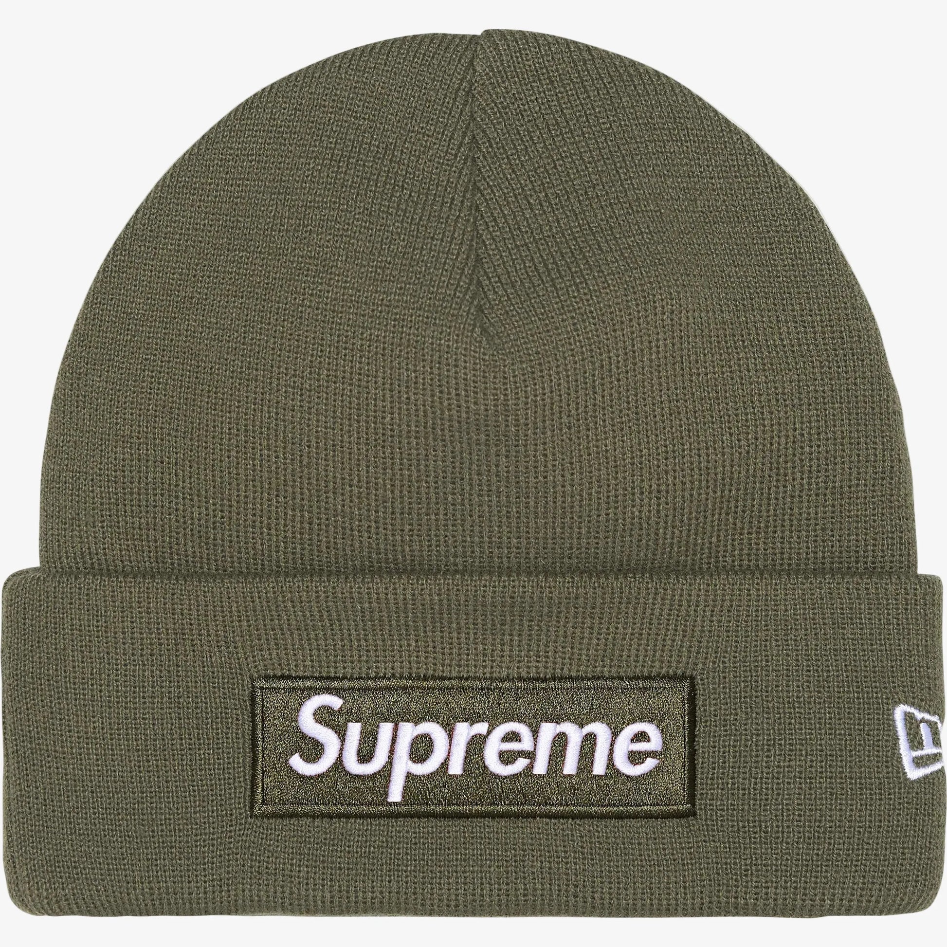 Supreme x New Era Beanie 'Box Logo' Light Olive Green (FW25) [FW25BN5-LIGHT-OLIVE] Casual Fashion Warm Cozy Hat for Unisex Adult Mens Womens Kids GS Youth Hypebeast - AVBL MRKT (1)