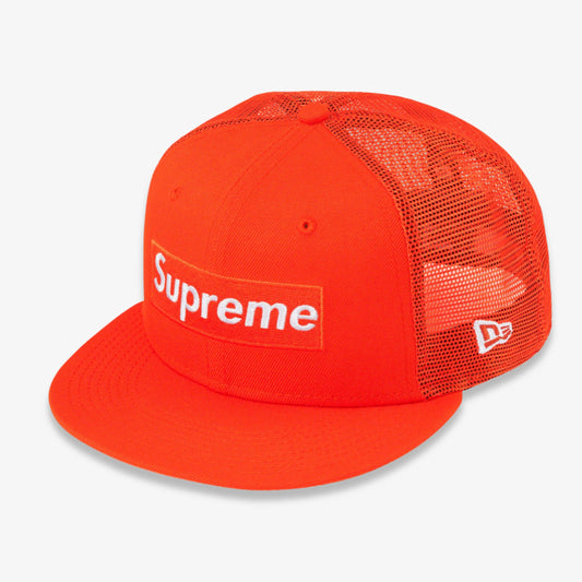 Supreme x New Era 'Box Logo' Mesh Back Fitted Hat Orange (SS23) [SS23H115-ORANGE] Casual Fashion Headwear for Unisex Adult Mens Womens Kids GS Youth Hypebeast - AVBL MRKT (1)