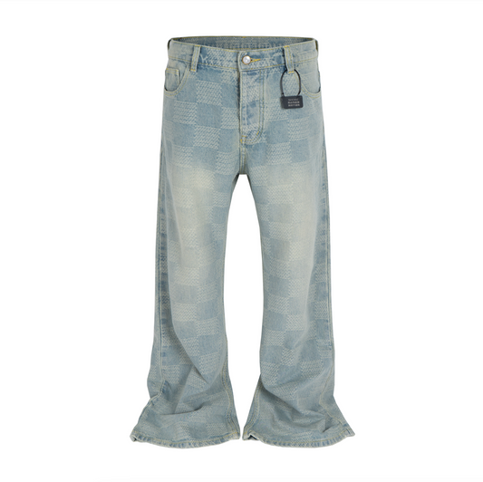 UNDEVELOPED AZUL CHECKERED FLARE DENIM - AVBL MRKT (1)
