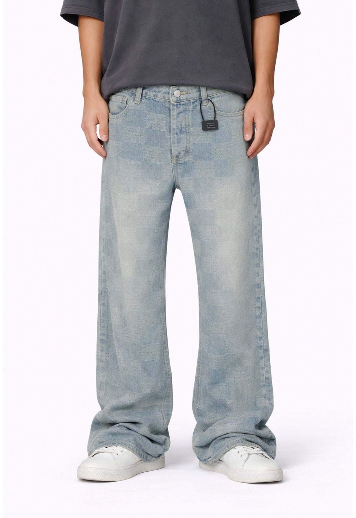 UNDEVELOPED AZUL CHECKERED FLARE DENIM - AVBL MRKT (2)