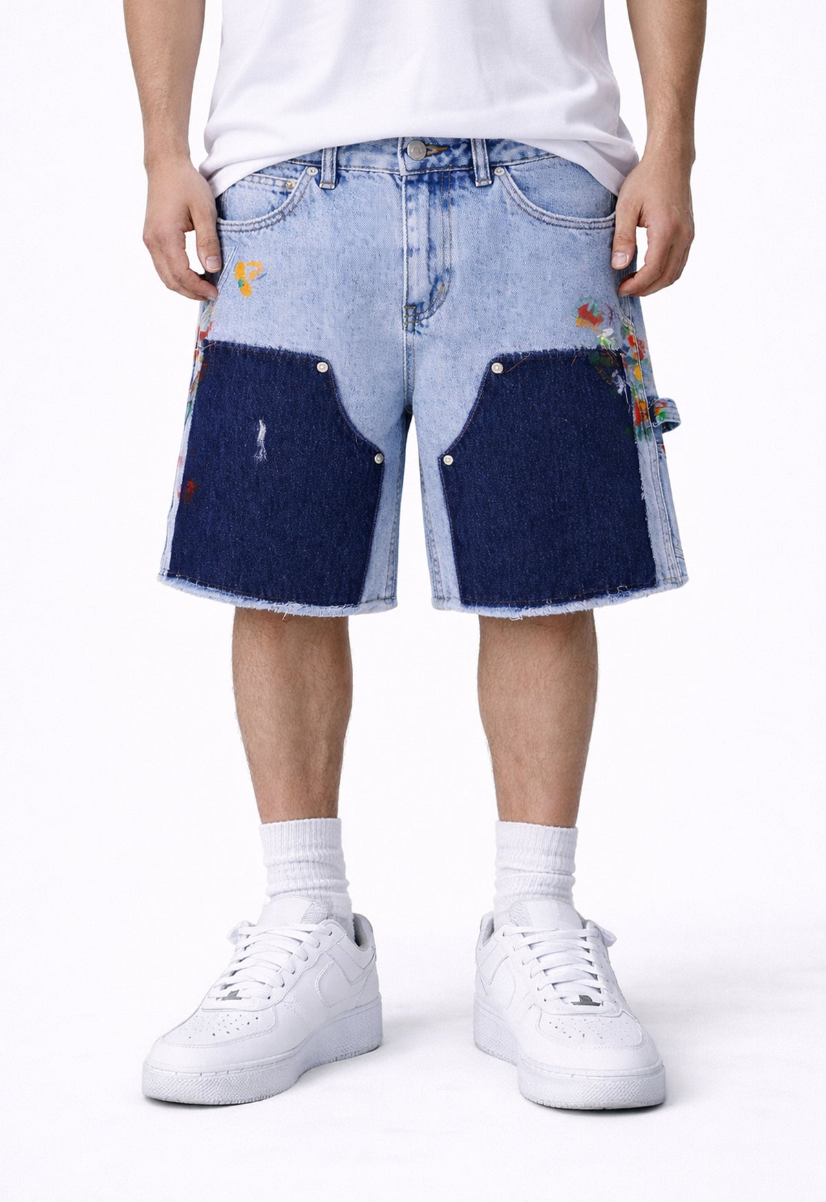 UNDEVELOPED AZUL SPLIT PAINTERS SHORTS - AVBL MRKT (2)