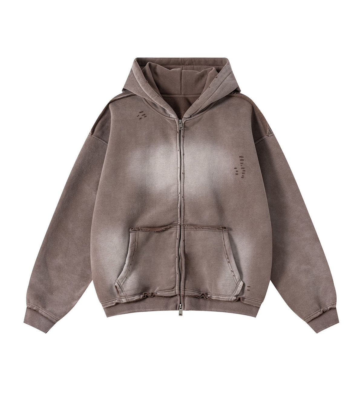 UNDEVELOPED BROWN DISTRESSED ZIP HOODIE - AVBL MRKT (1)