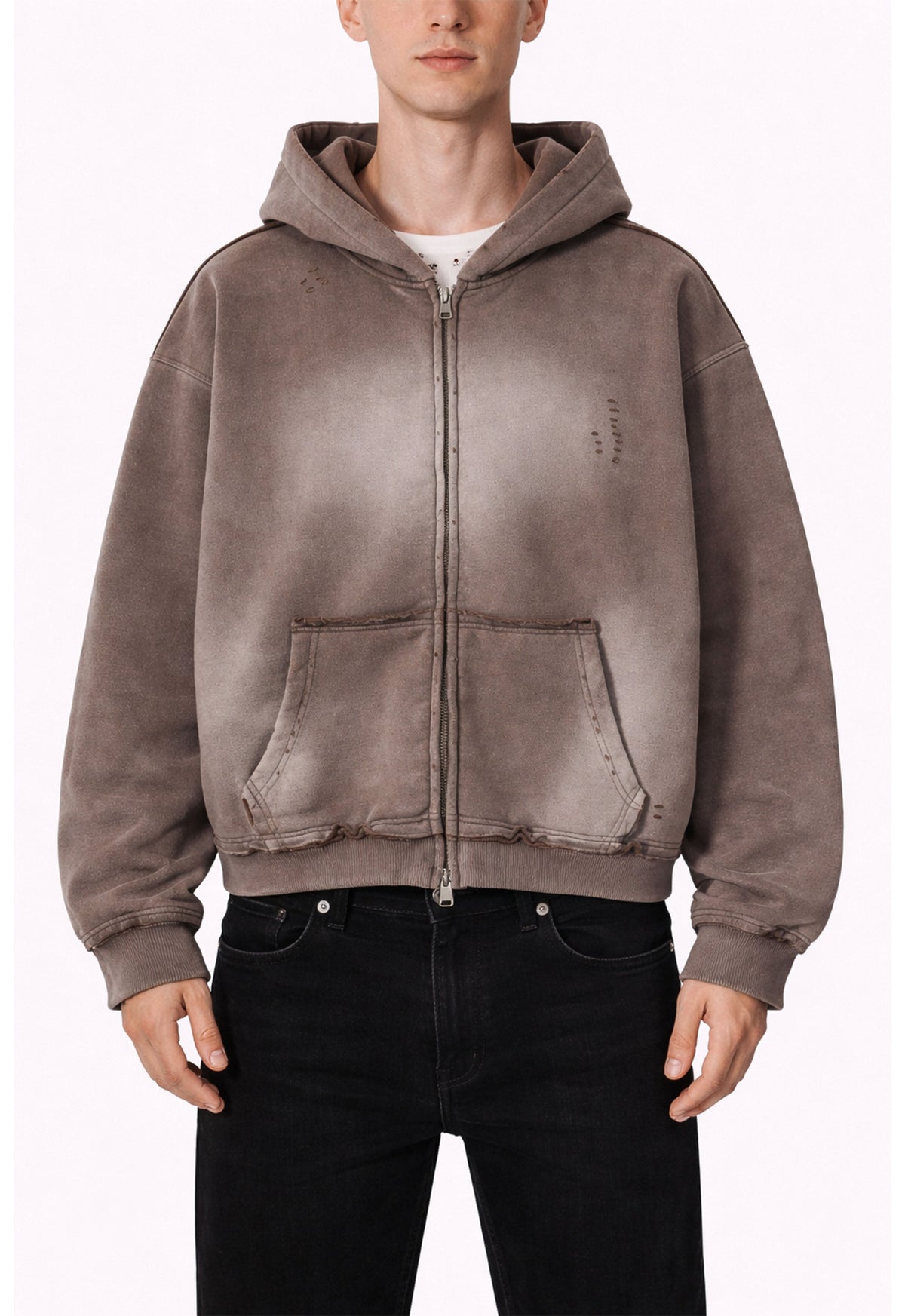 UNDEVELOPED BROWN DISTRESSED ZIP HOODIE - AVBL MRKT (2)