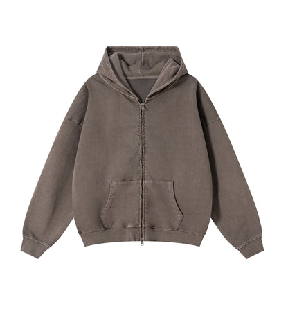 UNDEVELOPED BROWN VINTAGE WASH ZIP HOODIE - AVBL MRKT (1)