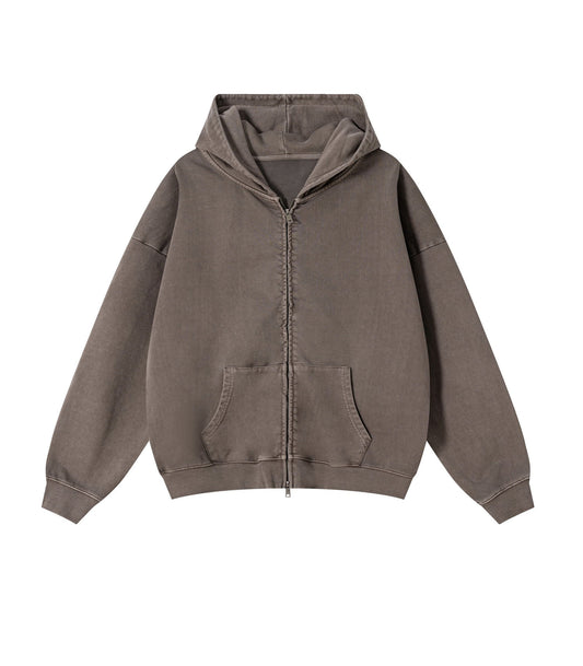 UNDEVELOPED BROWN VINTAGE WASH ZIP HOODIE - AVBL MRKT (1)