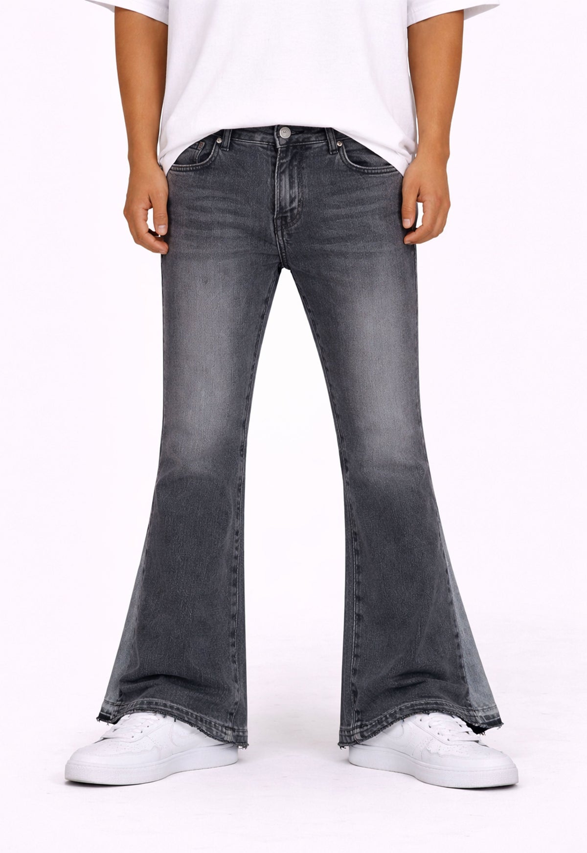 UNDEVELOPED CHARCOAL SPLIT FLARE DENIM - AVBL MRKT (1)