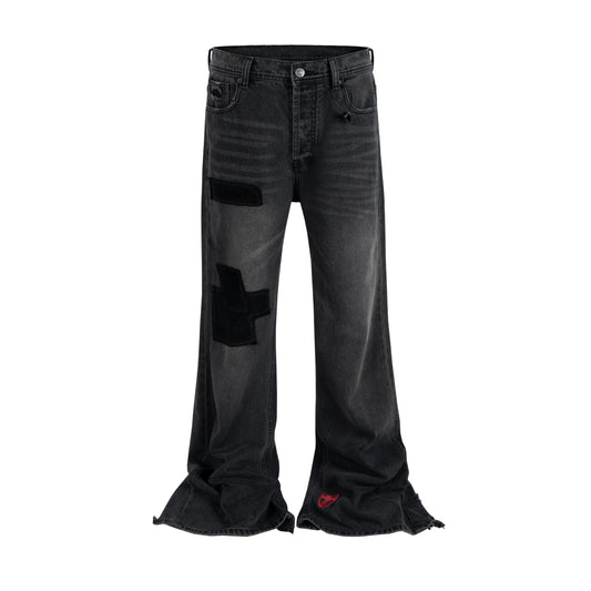 UNDEVELOPED DARK PATCHWORK FLARE DENIM - AVBL MRKT (1)