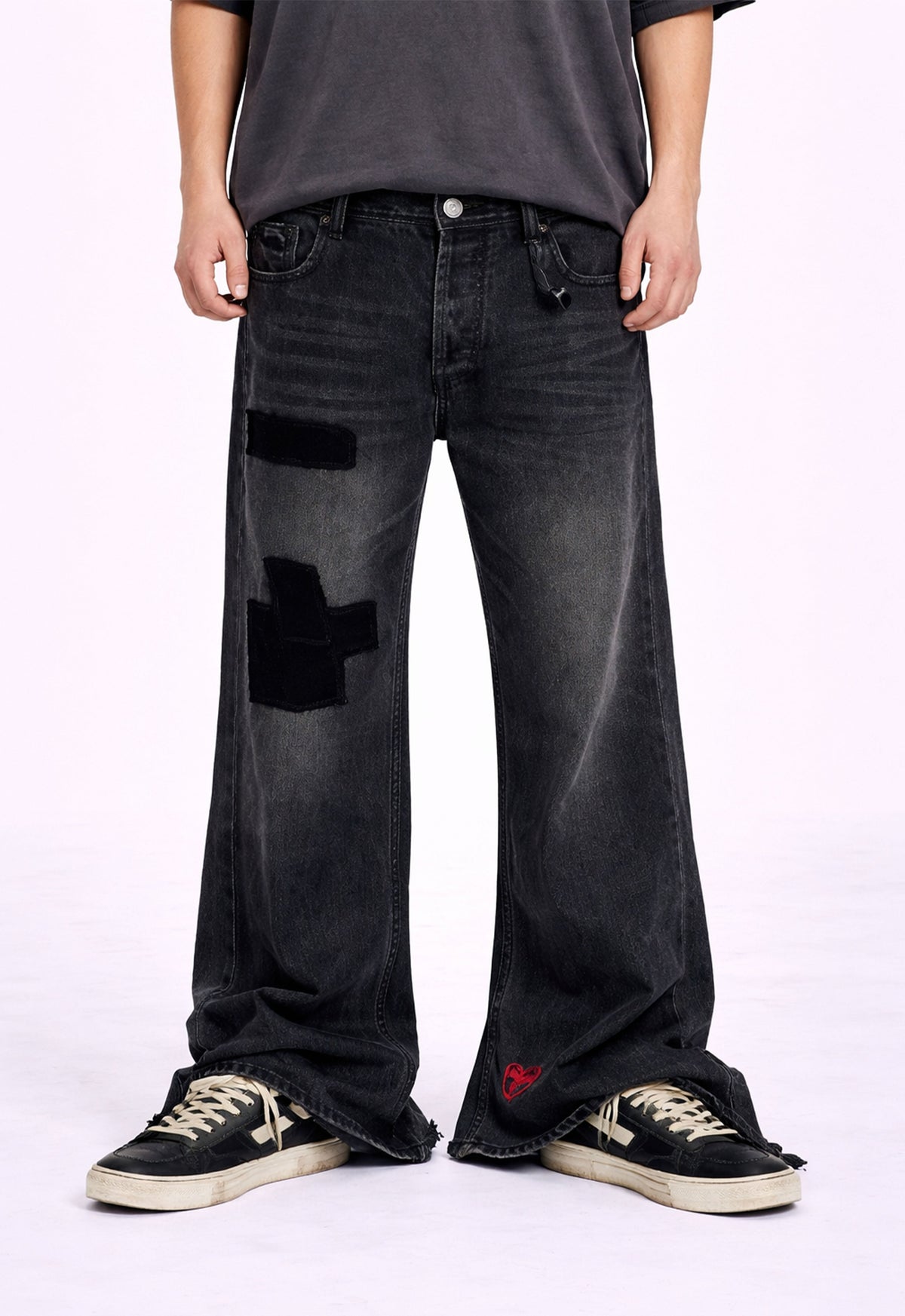 UNDEVELOPED DARK PATCHWORK FLARE DENIM - AVBL MRKT (2)