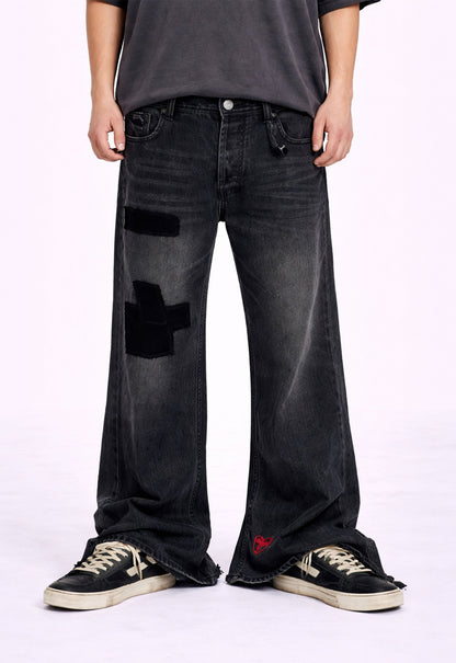 UNDEVELOPED DARK PATCHWORK FLARE DENIM - AVBL MRKT (2)