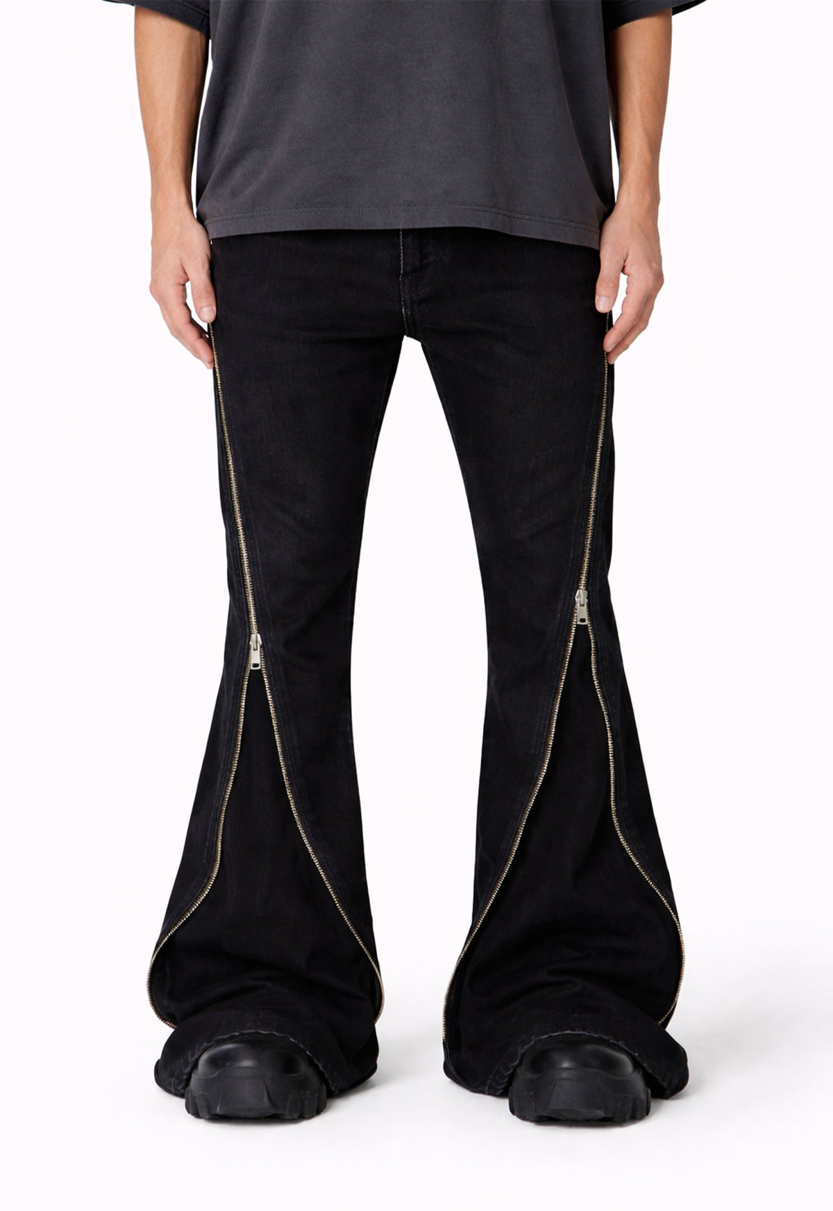 UNDEVELOPED DIAMOND ZIP FLARE DENIM - AVBL MRKT (2)