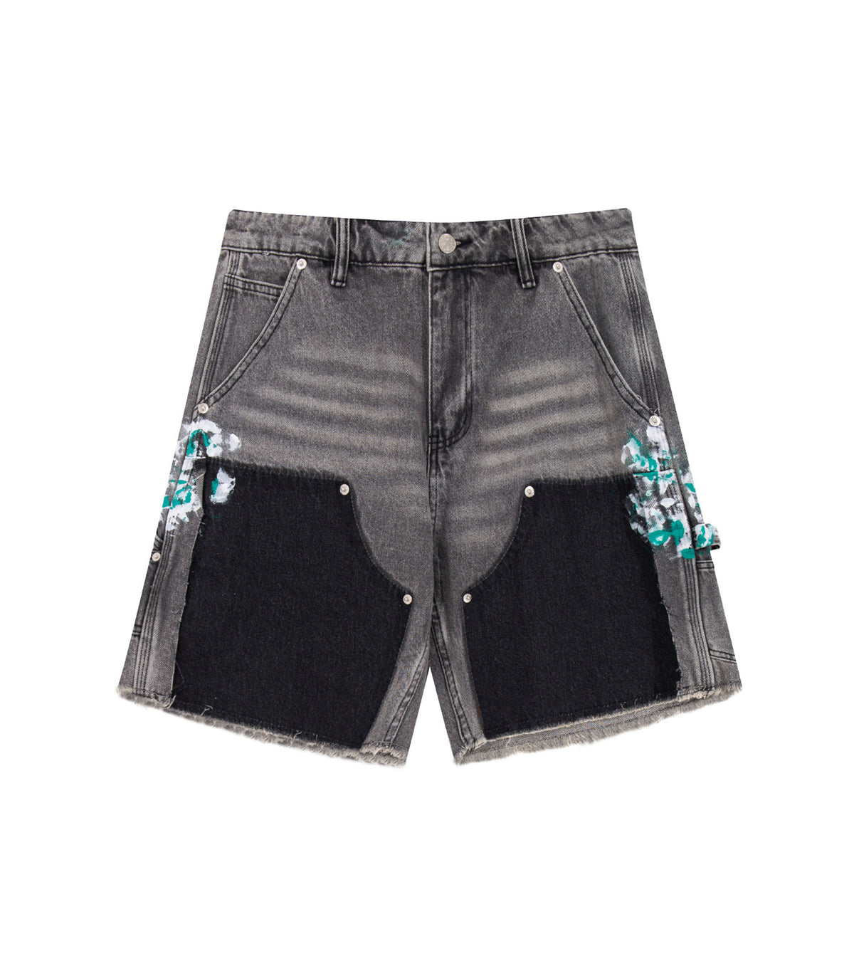 UNDEVELOPED GREY SPLIT PAINTERS SHORTS - AVBL MRKT (1)