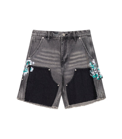 UNDEVELOPED GREY SPLIT PAINTERS SHORTS - AVBL MRKT (1)