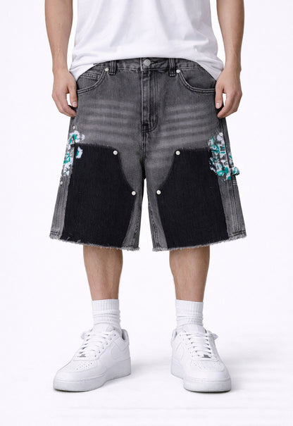 UNDEVELOPED GREY SPLIT PAINTERS SHORTS - AVBL MRKT (2)