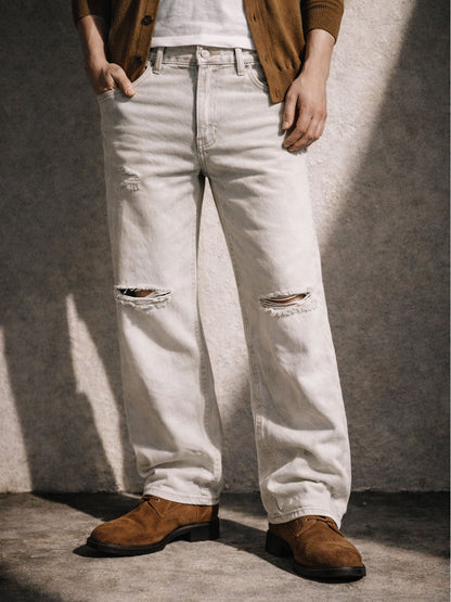 UNDEVELOPED IVORY DISTRESSED BOOTCUT DENIM - AVBL MRKT (2)