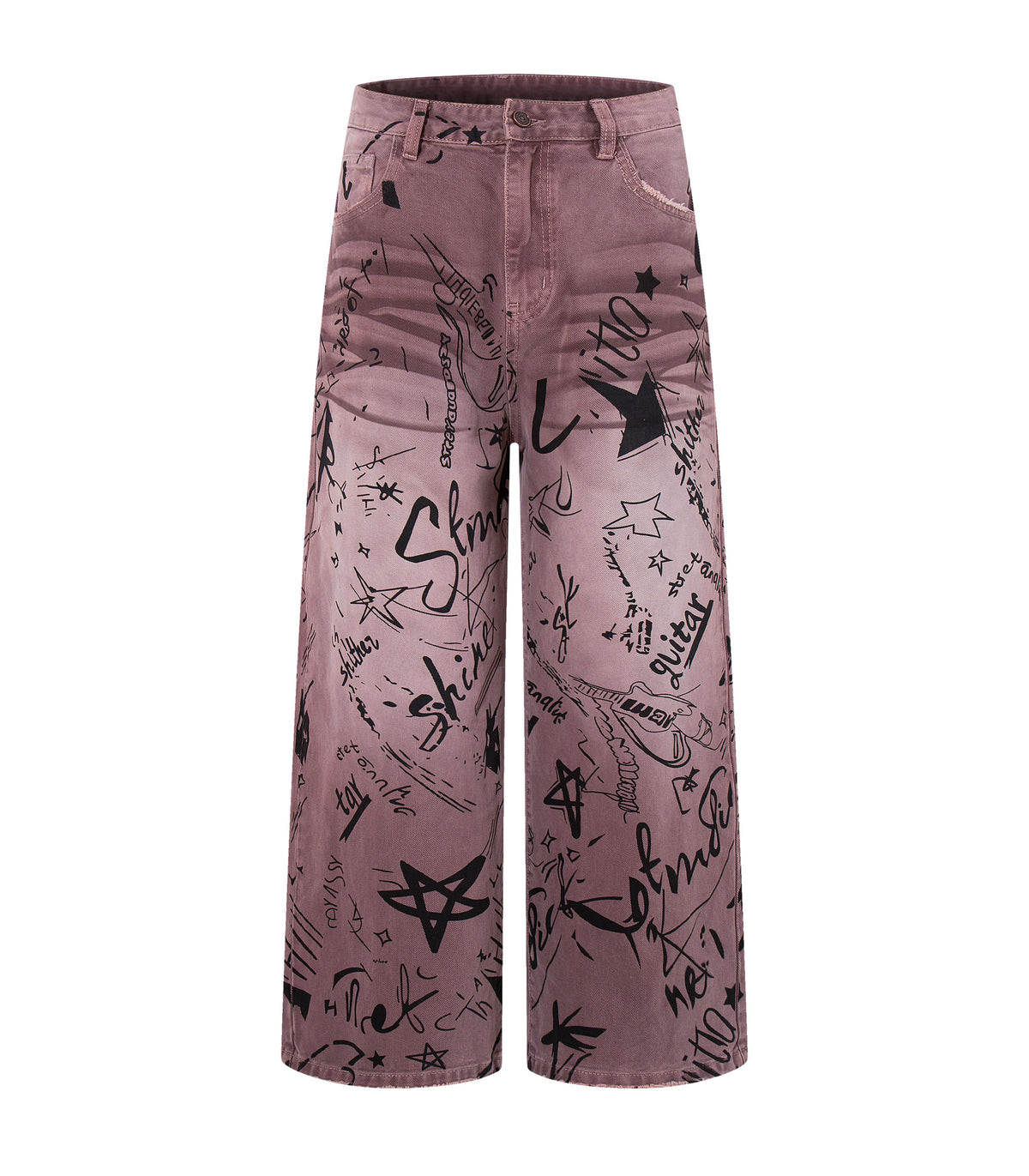 UNDEVELOPED MAROON GRAFFITI DENIM - AVBL MRKT (1)