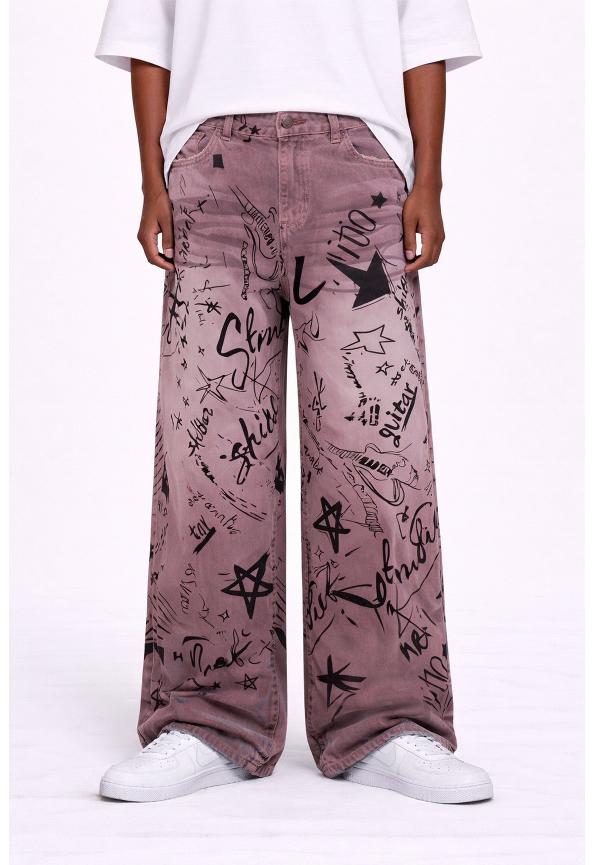 UNDEVELOPED MAROON GRAFFITI DENIM - AVBL MRKT (2)