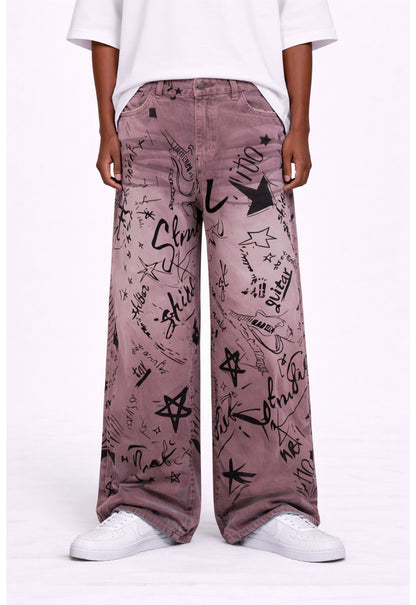UNDEVELOPED MAROON GRAFFITI DENIM - AVBL MRKT (2)