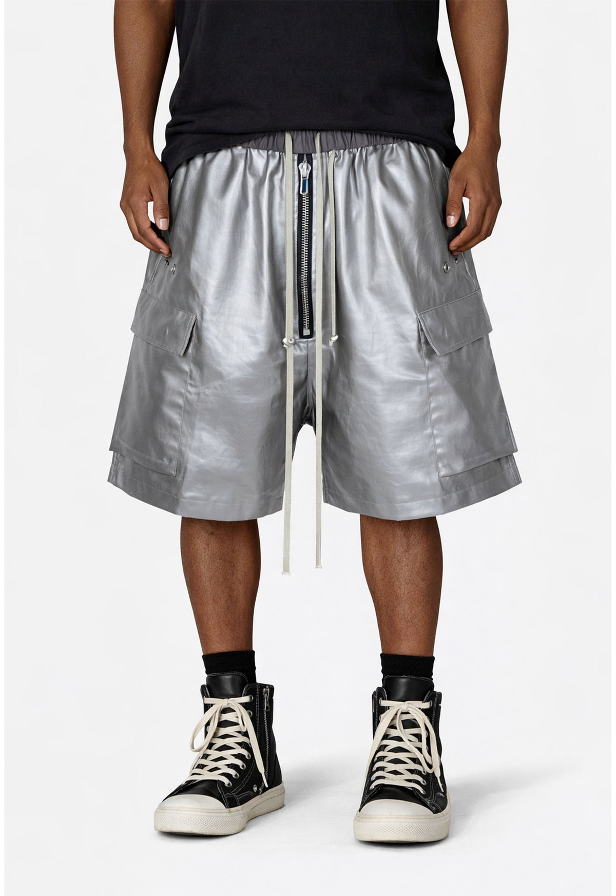UNDEVELOPED METALLIC SHINE CARGO SHORTS - AVBL MRKT (2)