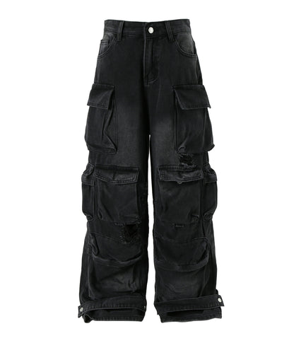 UNDEVELOPED NOIR DISTRESSED CARGO DENIM - AVBL MRKT (1)