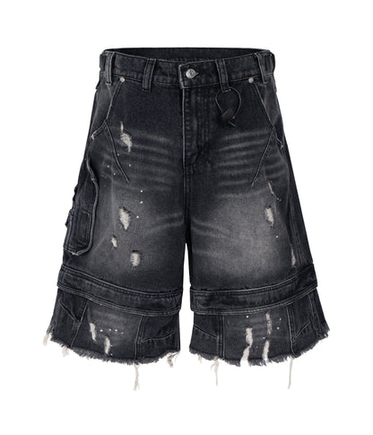 UNDEVELOPED NOIR DISTRESSED CARGO SHORTS - AVBL MRKT (1)