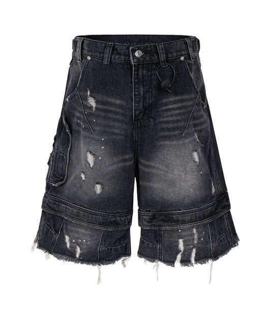 UNDEVELOPED NOIR DISTRESSED CARGO SHORTS - AVBL MRKT (1)