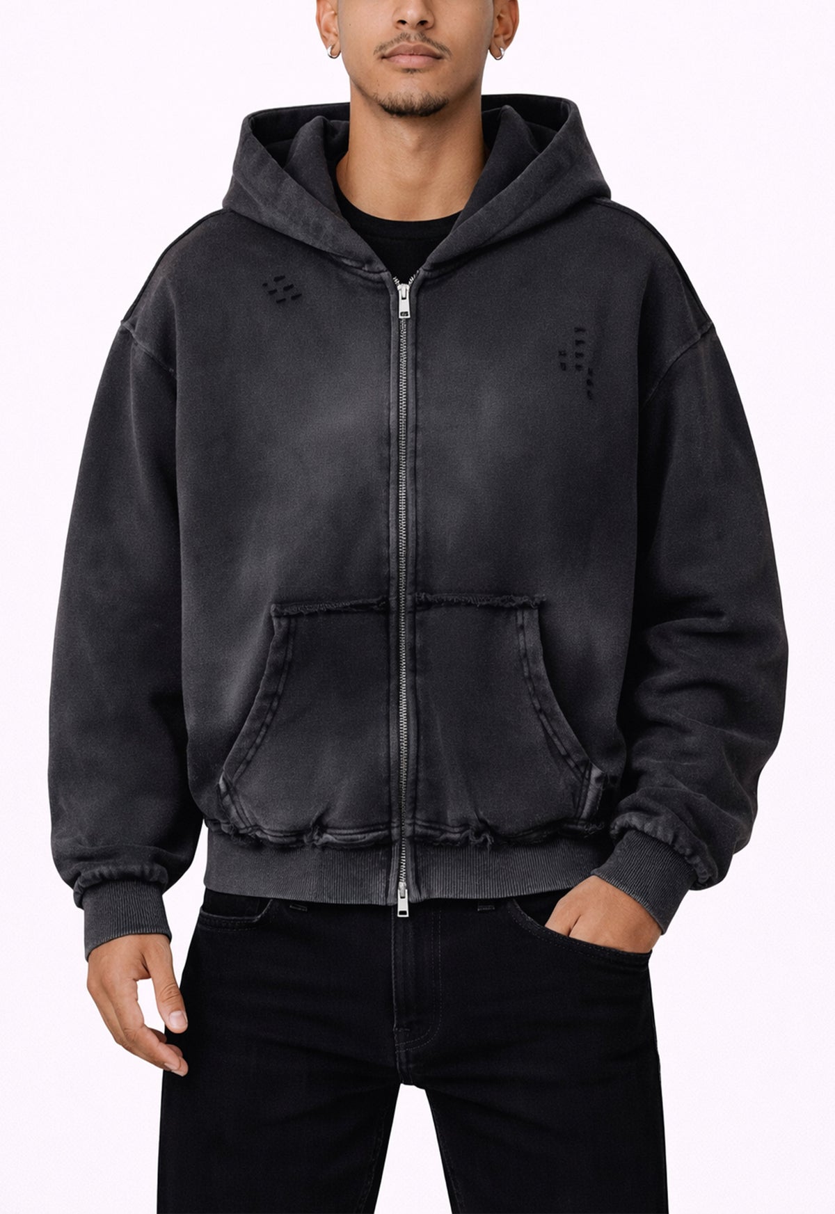 UNDEVELOPED NOIR DISTRESSED ZIP HOODIE - AVBL MRKT (2)