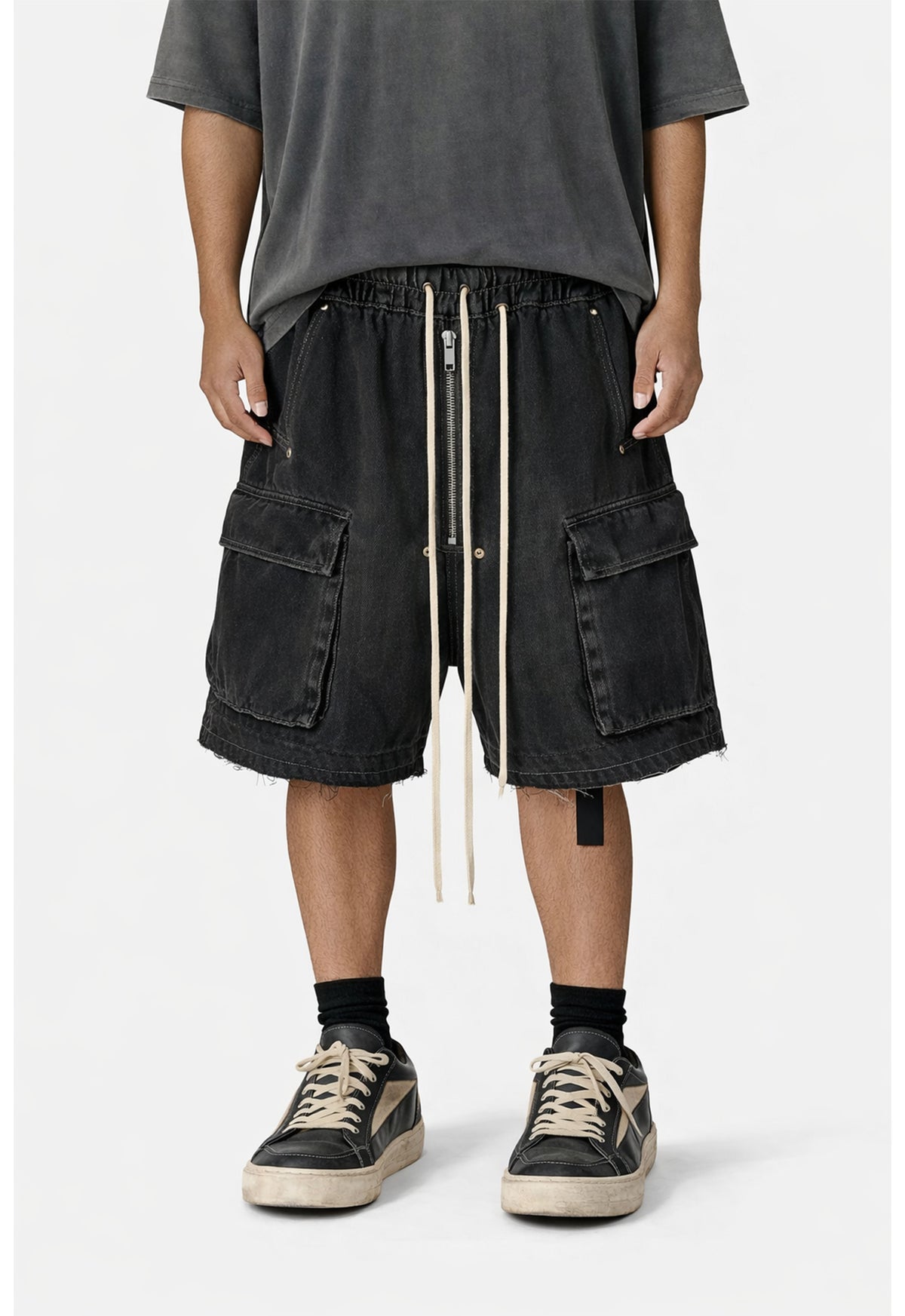 UNDEVELOPED NOIR DRAWSTRING DENIM CARGO - AVBL MRKT (2)