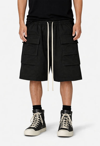 UNDEVELOPED NOIR DROP-CROTCH CARGO SHORTS - AVBL MRKT (2)